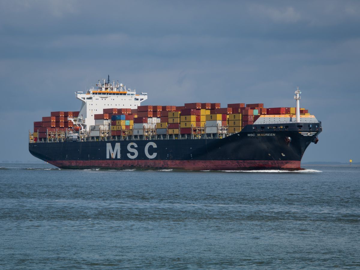 Container ship delivering commodities worldwide